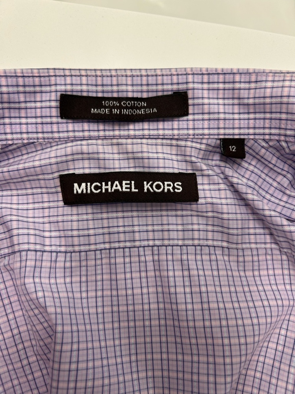 Boys Michael Kors Lavender Check Dress Shirt - Size 12